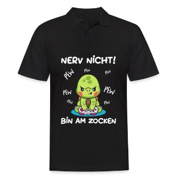 Bin am Zocken Gaming Schildkröte - Männer Poloshirt - Schwarz - Vorne - Kai (181cm)