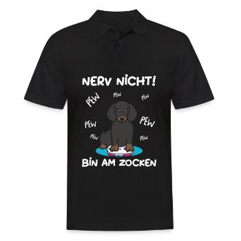 Bin am Zocken Gaming Dackel Hund - Männer Poloshirt - Schwarz - Vorne - Kai (181cm)
