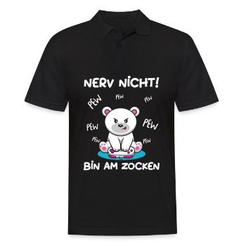 Bin am Zocken Gaming Eisbär - Männer Poloshirt - Schwarz - Vorne - Kai (181cm)
