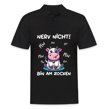 Bin am Zocken Gaming Kuh - Männer Poloshirt - Schwarz - Vorne - Kai (181cm)