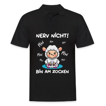 Bin am Zocken Gaming Schaf - Männer Poloshirt - Schwarz - Vorne - Kai (181cm)