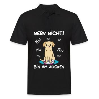 Bin am Zocken Gaming Labrador Hund - Männer Poloshirt - Schwarz - Vorne - Kai (181cm)