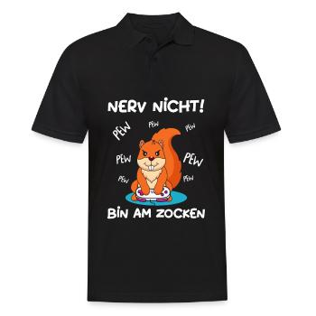 Bin am Zocken Gaming Eichhörnchen - Männer Poloshirt - Schwarz - Vorne - Kai (181cm)