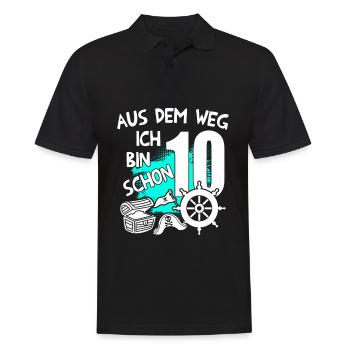 Piraten Geburtstag Ich bin 10 Jahre alt - Männer Poloshirt - Schwarz - Vorne - Kai (181cm)