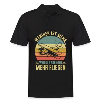 Weniger Arbeiten Mehr Modellfliegen Modellflieger - Männer Poloshirt - Schwarz - Vorne - Kai (181cm)