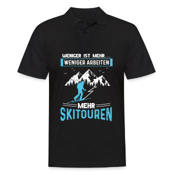 Weniger Arbeiten Mehr Skitouren Tourenski - Männer Poloshirt - Schwarz - Vorne - Kai (181cm)