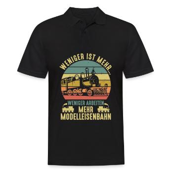 Weniger Arbeiten Mehr Modelleisenbahn Lokomotive - Männer Poloshirt - Schwarz - Vorne - Kai (181cm)