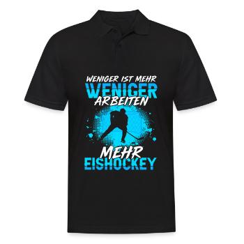 Weniger Arbeiten Mehr Eishockey Hockeyspieler - Männer Poloshirt - Schwarz - Vorne - Kai (181cm)