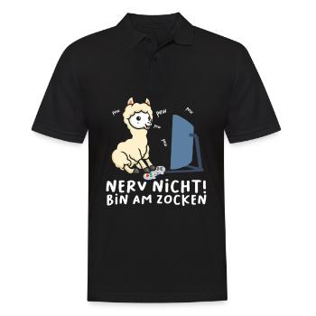 Bin am Zocken Gaming Lama - Männer Poloshirt - Schwarz - Vorne - Kai (181cm)