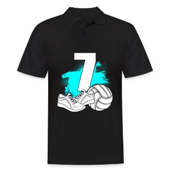 Volleyball 7 Years Old Volleyball Player 7th Birthday - Men's Polo Shirt - black - Front - Kai (181cm)