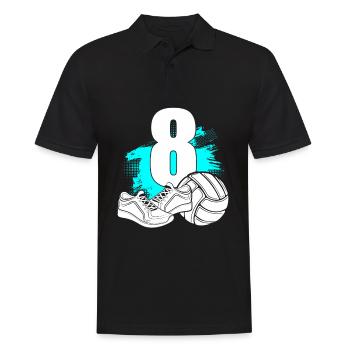 Volleyball 8 Years Old Volleyballer 8th Birthday - Männer Poloshirt - Schwarz - Vorne - Kai (181cm)