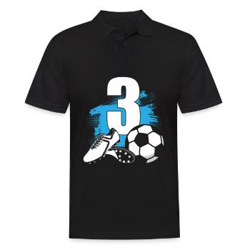 Fußball 3 Jahre alt Fußballer 3. Geburtstag - Männer Poloshirt - Schwarz - Vorne - Kai (181cm)