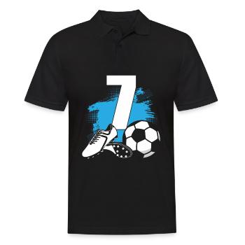 Fußball 7 Jahre alter Fußballer 7.Geburtstag - Männer Poloshirt - Schwarz - Vorne - Kai (181cm)