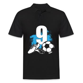Fußball 9 Jahre alter Fußballer 9.Geburtstag - Männer Poloshirt - Schwarz - Vorne - Kai (181cm)