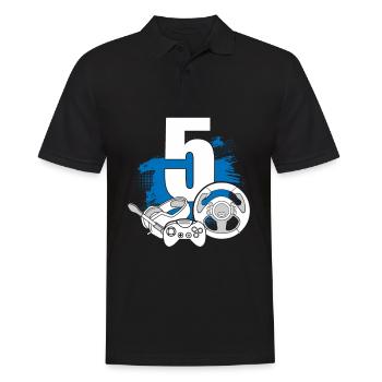 Spielcontroller 5 Jahre alter Videospieler - Männer Poloshirt - Schwarz - Vorne - Kai (181cm)