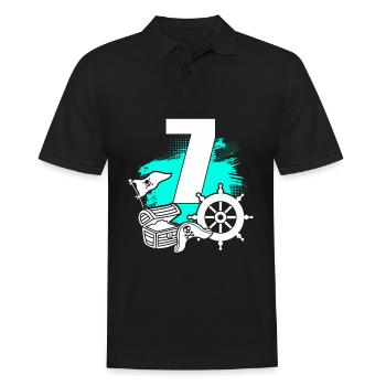 Pirate 7 years old pirates treasure 7th birthday - Men's Polo Shirt - black - Front - Kai (181cm)