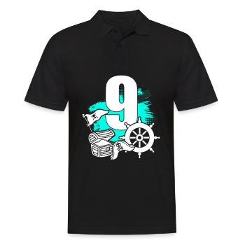 Pirat 9 Jahre alte Piraten Schatz 9. Geburtstag - Männer Poloshirt - Schwarz - Vorne - Kai (181cm)