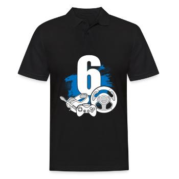 Spielcontroller 6 Jahre alter Gamer - Männer Poloshirt - Schwarz - Vorne - Kai (181cm)