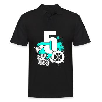 Pirate 5 year old pirates treasure 5th birthday - Men's Polo Shirt - black - Front - Kai (181cm)
