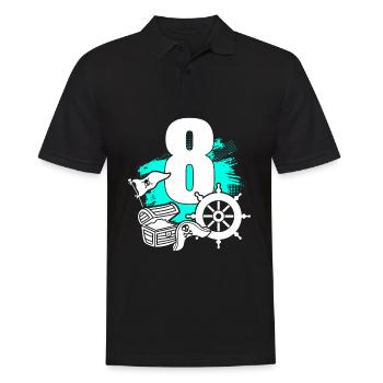 Pirate 8 year old pirates treasure 8th birthday - Men's Polo Shirt - black - Front - Kai (181cm)