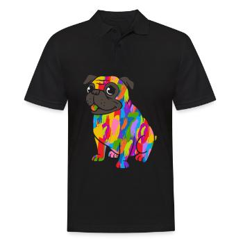 Pug Colorful - Men's Polo Shirt - black - Front - Kai (181cm)