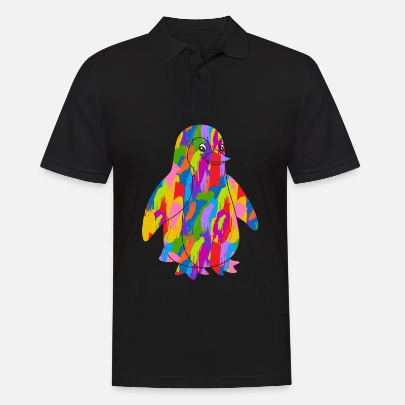 Pinguin Bunt - Männer Poloshirt - Schwarz