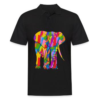 Éléphant coloré - Polo Homme - noir - Devant - Kai (181cm)