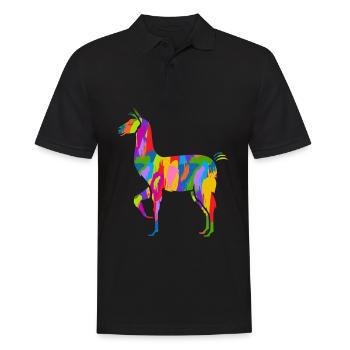 Lama Colorful Vintage Rainbow Retro Alpaca - Men's Polo Shirt - black - Front - Kai (181cm)