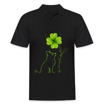 Du bist mein Glücksbringer Husky Kleeblatt - Männer Poloshirt - Schwarz - Vorne - Kai (181cm)