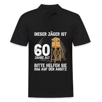 Jäger ist 60 Jahre alt 60. Geburtstag - Männer Poloshirt - Schwarz - Vorne - Kai (181cm)