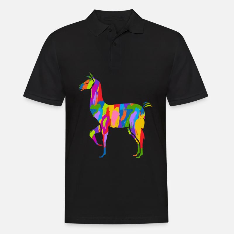 Lama Bunt - Männer Poloshirt - Schwarz