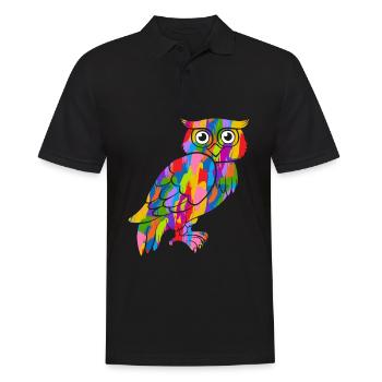 Owl Colorful Vintage Rainbow Retro Owl Owl Owl - Men's Polo Shirt - black - Front - Kai (181cm)