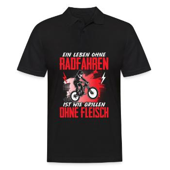 Leben Ohne Radfahren Grillen Ohne Fleisch Biker - Männer Poloshirt - Schwarz - Vorne - Kai (181cm)