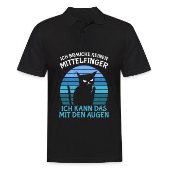 Brauche Keinen Mittelfinger Ich Kann Mit Den Augen - Männer Poloshirt - Schwarz - Vorne - Kai (181cm)