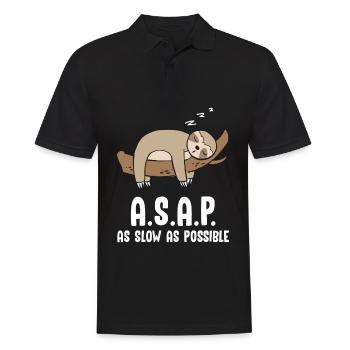 A.S.A.P As Slow As Possbile Faultier - Männer Poloshirt - Schwarz - Vorne - Kai (181cm)
