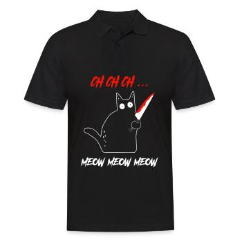 CH CH CH Meow Meow Meow Katze Messer - Männer Poloshirt - Schwarz - Vorne - Kai (181cm)