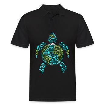 Earth Turtle - Men's Polo Shirt - black - Front - Kai (181cm)