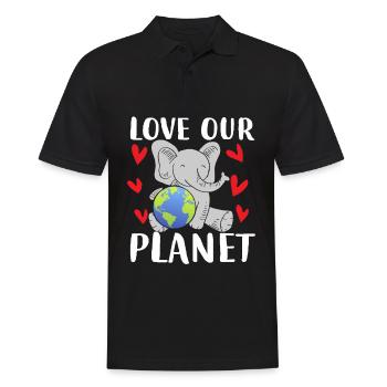 Aimez notre planète Elephant Earth - Polo Homme - noir - Devant - Kai (181cm)