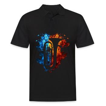 Tuba Red Blue Fire Musical Instrument Fire Art - Men's Polo Shirt - black - Front - Kai (181cm)