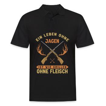 Leben Ohne Jagen Grillen Ohne Fleisch Jäger - Männer Poloshirt - Schwarz - Vorne - Kai (181cm)