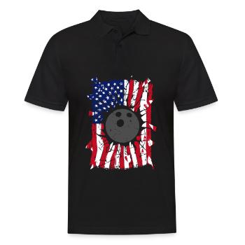 Bowling Torn Drapeau américain - Polo Homme - noir - Devant - Kai (181cm)