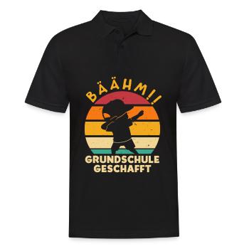 Bäähm Grundschule geschafft - Männer Poloshirt - Schwarz - Vorne - Kai (181cm)