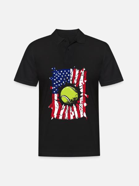 Tennis USA Drapeau - Polo Homme - noir
