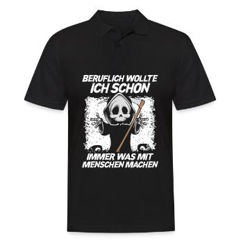 Beruflich Wollte Ich Immer Was Mit Menschen Machen - Männer Poloshirt - Schwarz - Vorne - Kai (181cm)