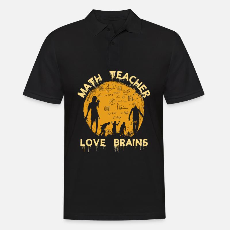 Math Teacher Love Brains - Männer Poloshirt - Schwarz