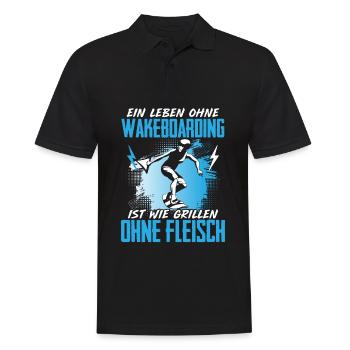 Leben Ohne Wakeboarding Grillen Ohne Fleisch - Männer Poloshirt - Schwarz - Vorne - Kai (181cm)