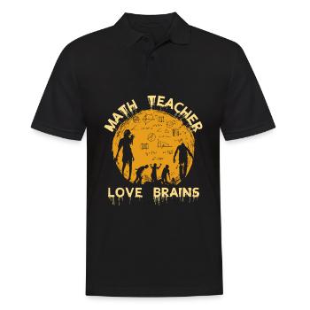Math Teacher Love Brains Zombie Mathematik Lehrer - Männer Poloshirt - Schwarz - Vorne - Kai (181cm)