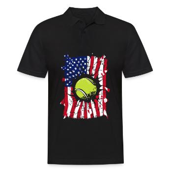 Tennis USA Drapeau - Polo Homme - noir - Devant - Kai (181cm)