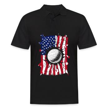 Golf Torn USA American Flag Golf Player Sport - Männer Poloshirt - Schwarz - Vorne - Kai (181cm)