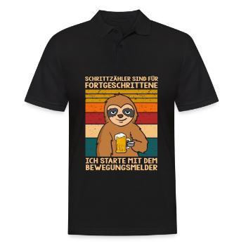 Schrittzähler Sind Für Fortgeschrittene Faultier - Männer Poloshirt - Schwarz - Vorne - Kai (181cm)